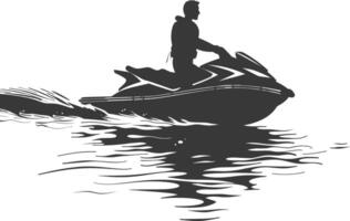 silhouet dik Mens rijden Jet ski vol lichaam zwart kleur enkel en alleen vector