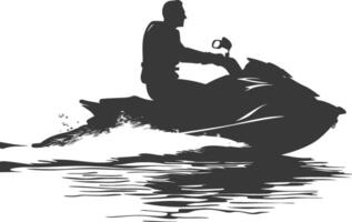 silhouet dik Mens rijden Jet ski vol lichaam zwart kleur enkel en alleen vector