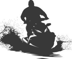 silhouet dik Mens rijden Jet ski vol lichaam zwart kleur enkel en alleen vector