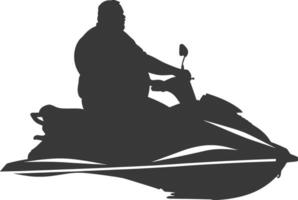 silhouet dik Mens rijden Jet ski vol lichaam zwart kleur enkel en alleen vector