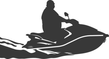 silhouet dik Mens rijden Jet ski vol lichaam zwart kleur enkel en alleen vector