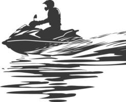 silhouet dik Mens rijden Jet ski vol lichaam zwart kleur enkel en alleen vector