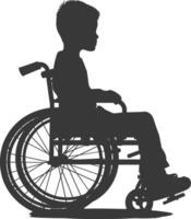 silhouet weinig jongen in een rolstoel vol lichaam zwart kleur enkel en alleen vector