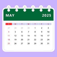 mei 2025 kalender. zondag begin vector