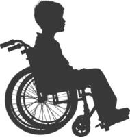 silhouet weinig jongen in een rolstoel vol lichaam zwart kleur enkel en alleen vector