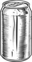 blanco drinken kan ingeblikt drinken met gravure schetsen stijl zwart kleur enkel en alleen vector