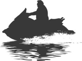 silhouet dik ouderen vrouw rijden Jet ski vol lichaam zwart kleur enkel en alleen vector