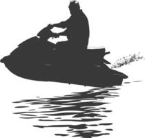 silhouet dik ouderen Mens rijden Jet ski vol lichaam zwart kleur enkel en alleen vector