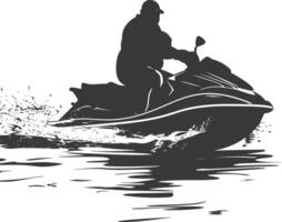 silhouet dik ouderen Mens rijden Jet ski vol lichaam zwart kleur enkel en alleen vector