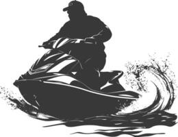 silhouet dik ouderen Mens rijden Jet ski vol lichaam zwart kleur enkel en alleen vector