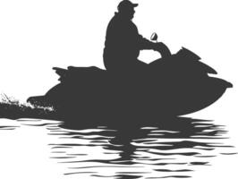 silhouet dik ouderen Mens rijden Jet ski vol lichaam zwart kleur enkel en alleen vector