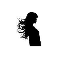 silhouet van vrouw met vloeiende haar- vector