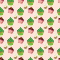 smakelijk cupcakes naadloos patroon ontwerp vector