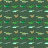 krokodil uitstraling Aan groen naadloos-patroon-ontwerp vector