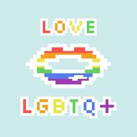 lgbt trots maand. lippen. regenboog kleuren. lgbtq vlag. pixel kunst. vector