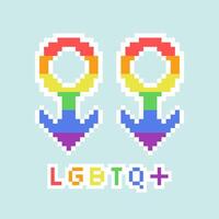 lgbt trots maand. geslacht teken. regenboog kleuren. lgbtq vlag. pixel kunst. vector