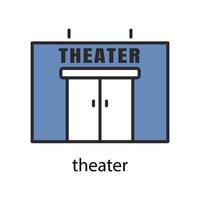 theater gebouw icoon. tweekleurig lijn gekleurd ontwerp. het pictogram kan worden gebruikt voor toepassingspictogram, webpictogram, infographics. bewerkbare streek. ontwerpsjabloon vector