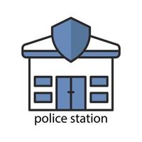 politiebureau icoon. tweekleurig lijn gekleurd ontwerp. bewerkbare streek. ontwerpsjabloon vector