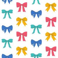 naadloos patroon, achtergrond van divers kleurrijk boog knopen, stropdas opstaan, geschenk bogen. bruiloft viering, vakantie, partij decoratie, geschenk, Cadeau concept vector