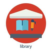 bibliotheek platte pictogram. bewerkbare streek. ontwerpsjabloon vector