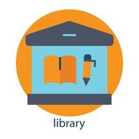 bibliotheek platte pictogram. bewerkbare streek. ontwerpsjabloon vector