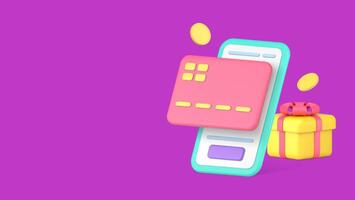 kaart betaling cashback financieel bonus geld terug garantie smartphone bank app 3d icoon vector