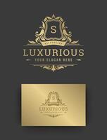 luxe wijnoogst ornament monogram logo kam sjabloon ontwerp illustratie vector