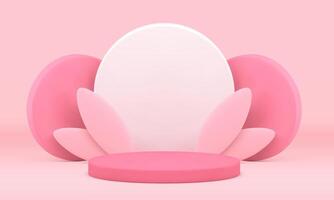 roze 3d podium cirkel platform reclame ruimte met voorjaar decor element realistisch vector
