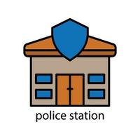 politiebureau lineaire kleur pictogram. bewerkbare streek. ontwerpsjabloon vector