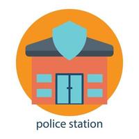 politiebureau platte pictogram. bewerkbare streek. ontwerpsjabloon vector