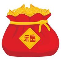rode grote Chinese gelukstas met gouden munten en blokken vector