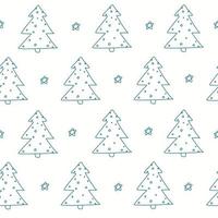 wit patroon met kerstboom lijnen en doodle groene sterren. wintertextuur, textiel, kinderbehang. vector