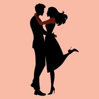 Mens knuffels vrouw romantisch moment silhouet vector