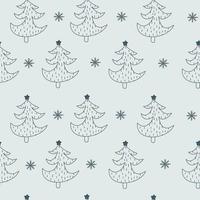 blauw patroon met sterren kerstboom lijnen en doodle. wintertextuur, textiel, kinderbehang. vector