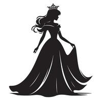 silhouet van een prinses Holding haar jurk vector