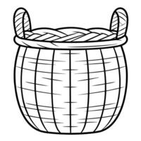schets icoon van een rieten mand, perfect voor rustiek ontwerpen. vector