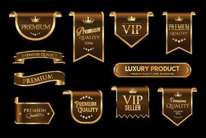 gouden luxe etiketten en badges premie kwaliteit certificaat linten illustratie vector