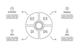 tekening infographic elementen met 4 opties. bedrijf sjabloon voor presentatie vector