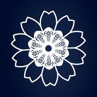 ingewikkeld mandala bloem ontwerp Aan blauw achtergrond vector