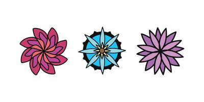reeks van kleurrijk hand- getrokken bloem tekening pictogrammen vector