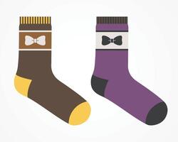 kleurrijk sokken met boog stropdas ontwerpen Aan wit achtergrond vector