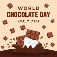 vlak wereld chocola dag illustratie ontwerp met chocola plons vector
