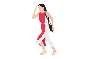 vectorillustratie van casual vrouwen die op de stoep lopen vector