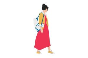 vectorillustratie van casual vrouwen die op de stoep lopen vector