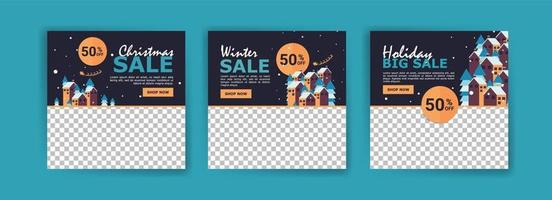 social media postsjabloon voor kerstuitverkoop. winter promotionele label kaart reclame seizoen verkoop speciale aanbieding en perfecte aanbieding vector kaart collectie.