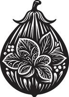 Indisch fig fruit, zwart kleur silhouet vector