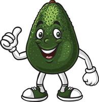 tekenfilm avocado karakter geven een duimen omhoog vector