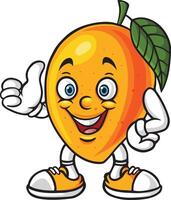 tekenfilm mango karakter geven een duimen omhoog vector