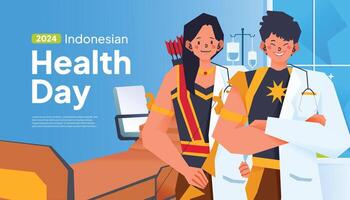 Indonesisch dokter mengsel met traditioneel schaduw marionet illustratie vector