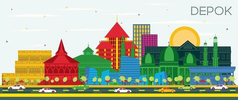 depok Indonesië stad horizon met kleur gebouwen en blauw lucht. bedrijf reizen en concept met modern architectuur. depok stadsgezicht met oriëntatiepunten. vector